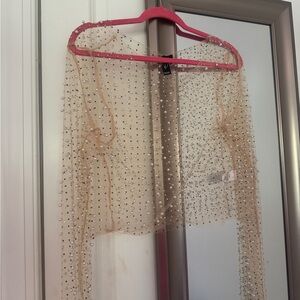 Sheer Beaded Beach Pearl top